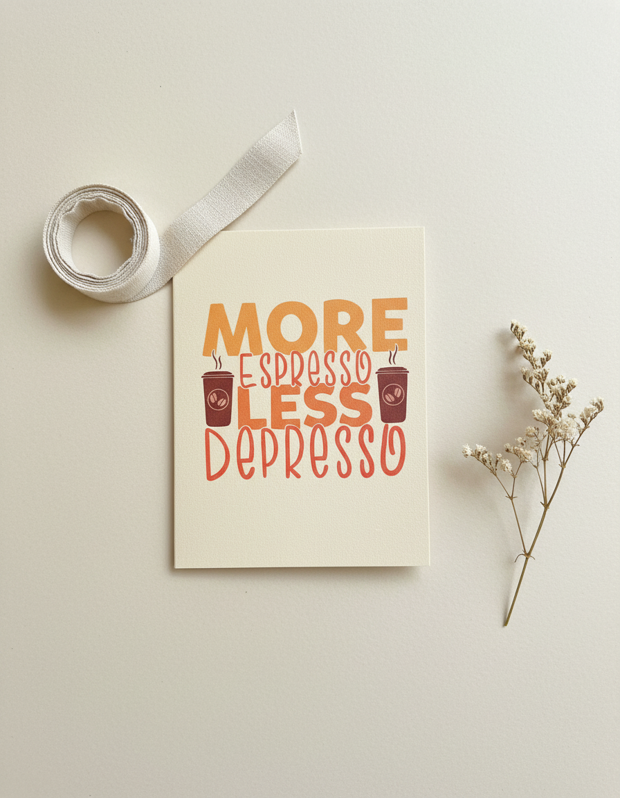 More Espresso Less Depresso Card