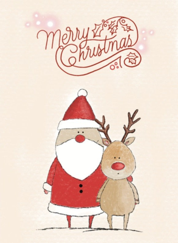 Santa and Reindeer Christmas Card