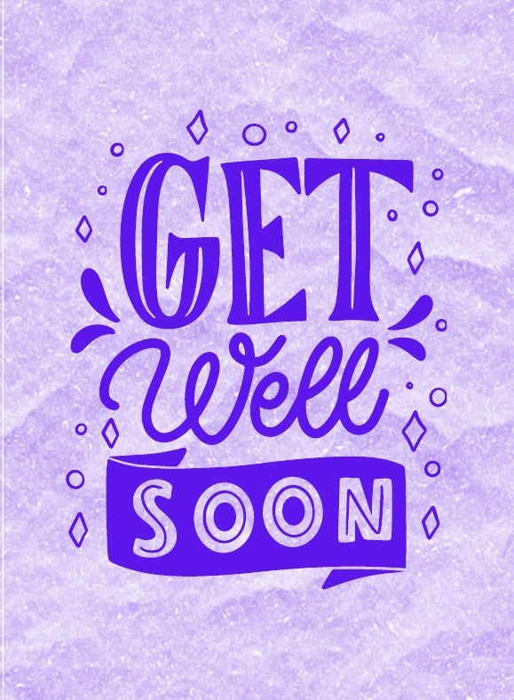 Bold Purple Get Well Soon Card